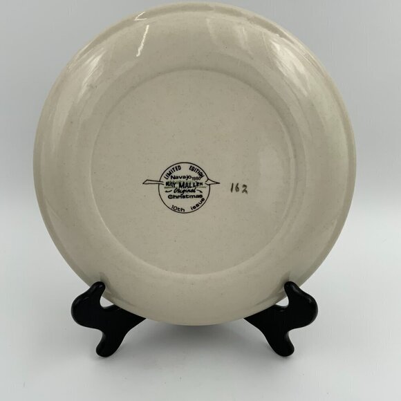 Vtg Navajo Christmas Plate Hand Painted Kay Mallek 1980 10th Issue R. Chee - Picture 2 of 6